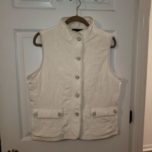Talbots Petite L Ivory Quilted Vest